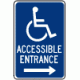 Handicap Accessible Entrance with Right Arrow Sign